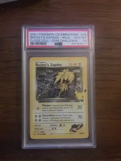 PSA 10 Pokemon Celebrations Team Rockets Zapdos Holo Foil Card 15/132 - Image 1