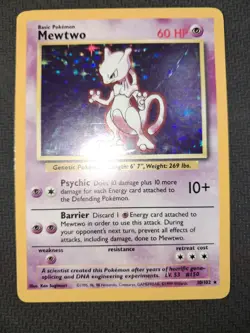 Vintage Pokemon TCG Mewtwo Base Set 10/102 Holo 1999-2000 Wizards - Image 1