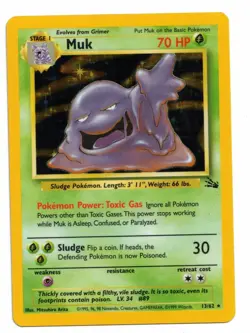 Pokemon Card: Muk HOLO 13/62 Fossil Set Rare! NM - Image 1