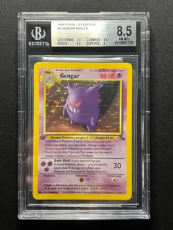 Gengar 5/62 Fossil 1st Edition Rare Holo Pokemon Card Vintage 1999 BGS 8.5 - Image 1