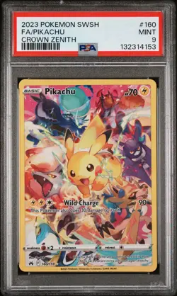 2023 Pokemon Sword & Shield SWSH Full Art Pikachu Crown Zenith #160 PSA 9 Mint - Image 1