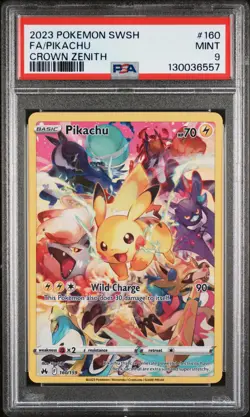 2023 POKEMON SWORD & SHIELD CROWN ZENITH #160 FULL ART/PIKACHU PSA 9 - Image 1