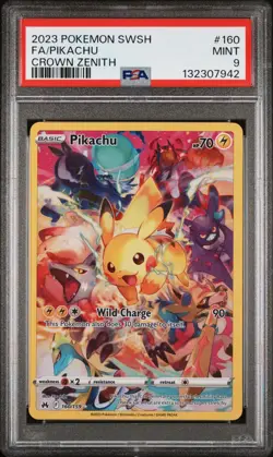 2023 Pokemon Sword & Shield SWSH Full Art Pikachu Crown Zenith #160 PSA 9 Mint - Image 1