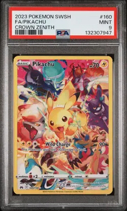 2023 Pokemon Sword & Shield SWSH Full Art Pikachu Crown Zenith #160 PSA 9 Mint - Image 1