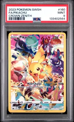 2023 Pokemon Sword & Shield SWSH Full Art Pikachu Crown Zenith #160 PSA 9 Mint - Image 1