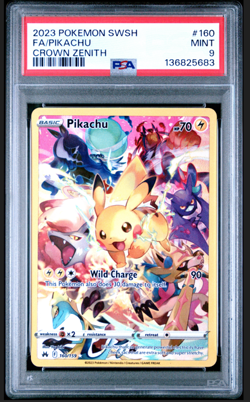 2023 POKEMON SWORD & SHIELD CROWN ZENITH #160 FULL ART/PIKACHU PSA 9 MINT - Image 1