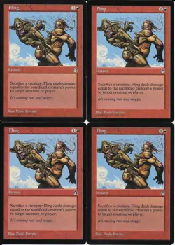 MTG: FLING Stronghold COMMON; played, Excellent condition x4 - Image 1