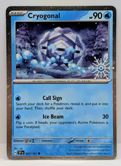 Pokemon TCG Surging Sparks Cryogonal Holo 047/191 Holiday Stamp 2025 - Image 2