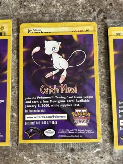 (3) Sealed Catch Mew Pokemon ELECTABUZZ Black Star Promo Movie WB Stamp 1999 - Image 3