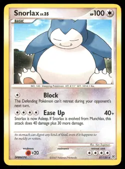 Snorlax 37/130 Rare | MP | Diamond & Pearl Base | Pokemon TCG - VINTAGE 2007 - Image 1
