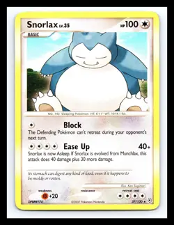 💥 SNORLAX # 37/130 Rare Non Holo DP Diamond and Pearl Pokemon 2007 - Image 1