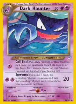 Dark Haunter - 36/105 - Pokemon Neo Destiny Unlimited Rare Card WOTC NM - Image 1