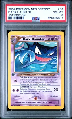 2002 POKEMON NEO DESTINY 1ST EDITION #36 DARK HAUNTER PSA 8 - Image 1