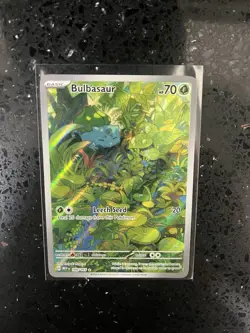 Pokemon Bulbasaur Illustration Rare Full Art Holo 166/165 Scarlet & Violet 151 - Image 1