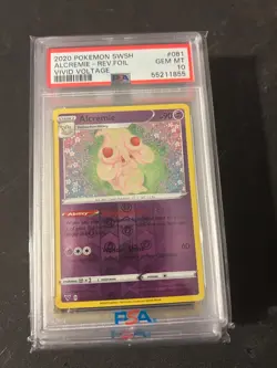 2020 POKEMON SWSH ALCREMIE-REV FOIL VIVID VOLTAGE # 081 PSA 10 FREE SHIPPING - Image 1