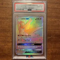 PSA 10 LATIOS GX 243 UNIFIED MINDS SUN & MOON SECRET RAINBOW POKEMON - Image 1