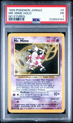 1999 Pokemon Jungle Mr. Mime Holo Rare PSA 1 No Symbol Error POP 2! - Image 1
