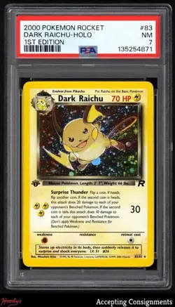 2000 Pokemon Team Rocket 1st Edition #83 Dark Raichu HOLO PSA 7 NM - Image 1