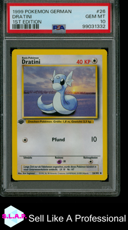 DRATINI 1ST EDITION POKEMON GERMAN 1999 26 PSA 10 - Image 1