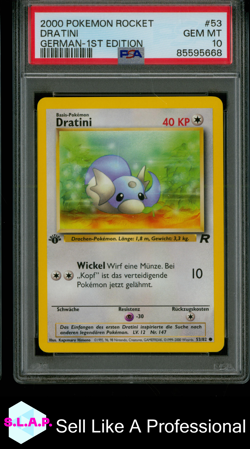 DRATINI POKEMON #53 2000 TEAM ROCKET - 1. EDITION NON-HOLO DEUTSCH PSA 10 - Image 1