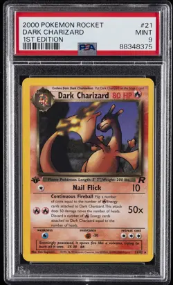 2000 POKEMON ROCKET 1ST EDITION #21 DARK CHARIZARD PSA 9 - Image 1