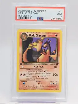 DARK CHARIZARD 2000 POKEMON ROCKET 1ST EDITION RARE 21/82 PSA 9 Q0004 - Image 1