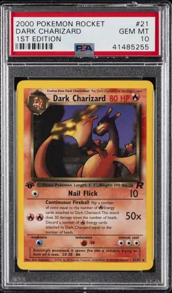 2000 POKEMON ROCKET 1ST ED #21 DARK CHARIZARD PSA 10 - Image 1