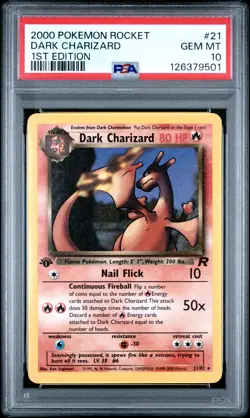 2000 POKEMON ROCKET 1ST ED #21 DARK CHARIZARD PSA 10 - Image 1