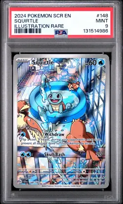 2024 POKEMON SCR EN-STELLAR CROWN ILLUSTRATION RARE #148 SQUIRTLE PSA 9 - Image 1