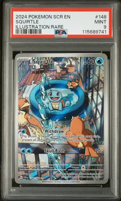 2024 POKEMON SCR EN-STELLAR CROWN ILLUSTRATION RARE #148 SQUIRTLE PSA 9 - Image 1