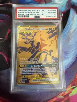 2021 PIKACHU & ZEKROM GX TAG TEAM PROMO FULL ART POKEMON PSA 10 GEM MINT #SM248 - Image 1