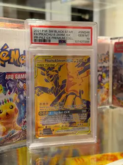 2021 POKEMON PREMIUM COLLECTION PROMO #SM248 FULL ART/PIKACHU & ZEKROM GX PSA 10 - Image 1