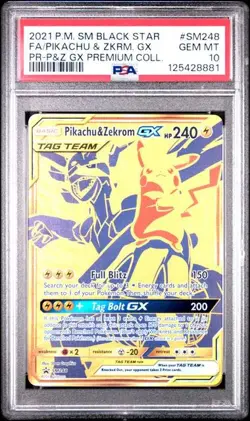 PSA 10 Pikachu & Zekrom GX Tag Team SM248 Promo Sun & Moon Pokemon 2021 - Image 1