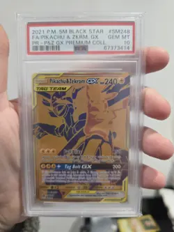 2021 POKEMON PIKACHU & ZEKROM GX #SM248 BLACK STAR PROMO TAG TEAM PSA 10 GEM 💎 - Image 1