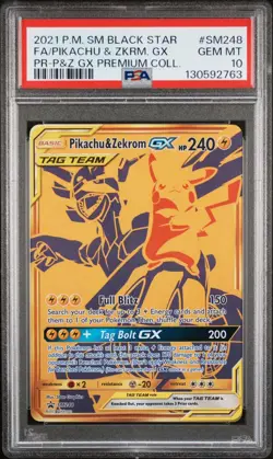 2021 POKEMON SM BLACK STAR PROMO #SM248 FULL ART/PIKACHU & ZEKROM GX PSA 10 - Image 1