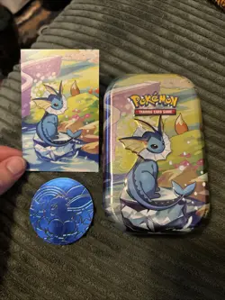 Pokemon Prismatic Evolutions Mini Tin Vaporeon - Empty No Cards - Coin & Art - Image 1