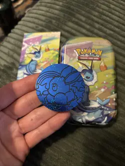 Pokemon Prismatic Evolutions Mini Tin Vaporeon - Empty No Cards - Coin & Art - Image 2