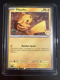 Pikachu 051/162 Stamped 2026 Pokemon Day 30th Anniversary Promo Cosmos w/ SWIRL - Image 1