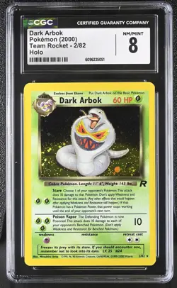CGC 8 Dark Arbok 2000 Team Rocket 2/82 Holo Pokemon Card - Image 1