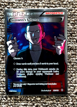 GIOVANNI'S SCHEME TRAINER 162/162 HOLO FULL ART BREAKTHROUGH POKEMON CARD NM - Image 1