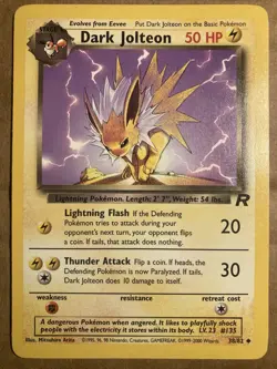 Dark Jolteon Pokemon Card Team Rocket 38/82 MP - Image 1