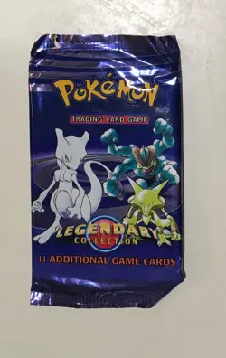 Pokemon TCG Legendary Collection Empty Booster Pack Opened Mewtwo Machamp - Image 1