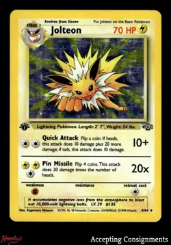 1999 Pokemon Jungle 1st Edition #4 Jolteon HOLO RARE (MP) - Image 1