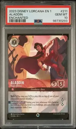 2023 DISNEY LORCANA EN 1-THE FIRST CHAPTER 211 ALADDIN - HEROIC OUTLAW ENCHANTED - Image 1