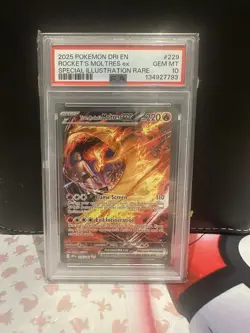 PSA 10 GEM MINT - Pokemon Destined Rivals Team Rocket's Moltres EX 229/182 SIR - Image 1