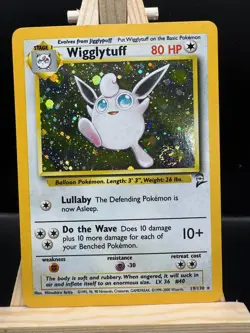 Wigglytuff Swirl 19/130 Pokemon TCG Base Set 2 Holo Foil Rare Card Played NM - Image 1