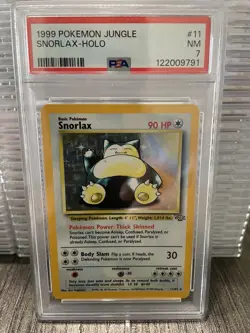 Pokemon TCG Snorlax 11/64 Jungle Holo Rare WOTC PSA 7 NM Near Mint Vintage - Image 1