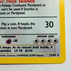 Pokemon TCG Snorlax Jungle Set #11/64 WOTC Vintage 1999 Holo Rare - Image 5