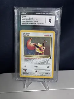 CGC 9 Eevee 2000 Black Star Promos 11 Holo w swirl Pokemon + bonus eevee gift - Image 1