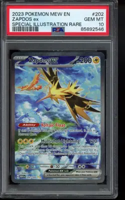 PSA 10 - 2023 Zapdos ex 202/165 Sv: Scarlet & Violet 151 Holo Pokemon - Image 1